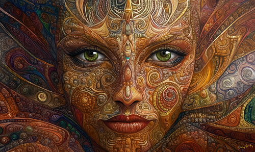 Beneath her lashes, emerald flame, A tempest brews, a curse, a claim. (continued below) par Charley Brindley, Digital en vente sur Singulart