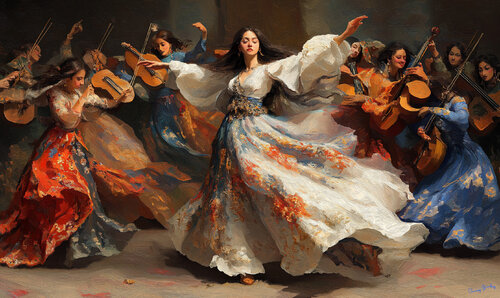 Carmen Lucia dances the Flaming Flamenco. This fast-paced dance has its roots with the Gypsy people who entered Spain in medieval times von Charley Brindley, Digital kaufen auf Singulart