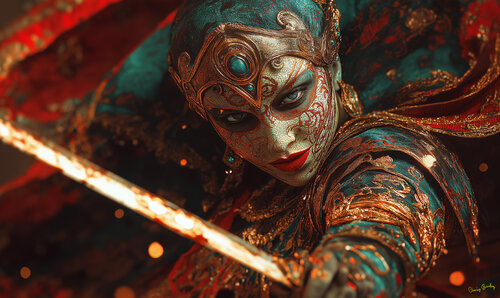 Blistane Viokey giving no quarter and showing no remorse in the battle between Dionysus and the Amazons at Ephesus par Charley Brindley, Digital en vente sur Singulart