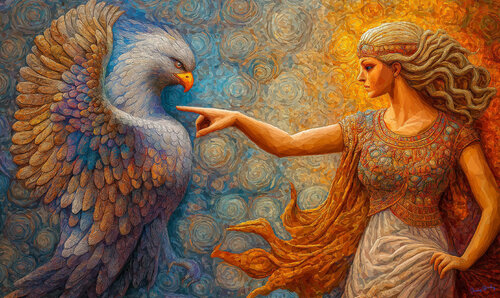 1775. England to her American colonies, "Kneel down before me and do as you are told." by Charley Brindley, Digital for Sale on Singulart