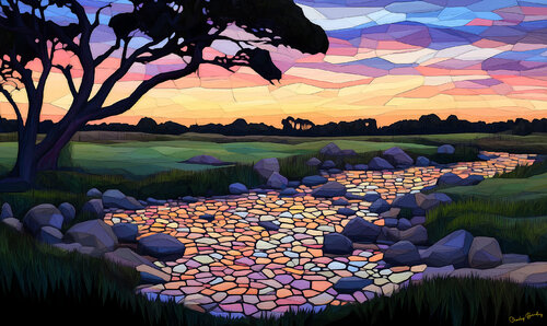 The headwaters of the River Styx, just below Pandemonium, also known as The Capital of Hell in John Milton's “Paradise Lost” von Charley Brindley, Digital kaufen auf Singulart