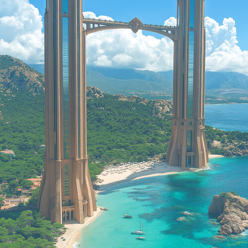 Hotel Dvojite Veze on the beach of the inland Sea of Tranquility. Scheduled for completion in July, 2029 von Charley Brindley, Digital kaufen auf Singulart