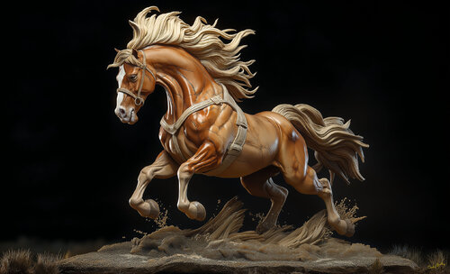 During the night, Cimarron leapt over his corral fence and escaped to the wide open prairie von Charley Brindley, Digital kaufen auf Singulart