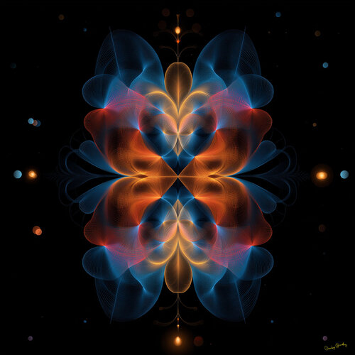 (x - h)² + (y - k)² + (z - l)² = r² where x = 3, h=9, y=7, k=2, z=8, and r = 5, creating a 3 dimensional symmetrical spiral von Charley Brindley, Digital kaufen auf Singulart