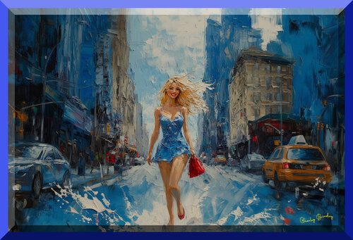 Aubrey Grace, caught in the rain after a job interview at J. P. Morgan on Wall Street von Charley Brindley, Digital kaufen auf Singulart