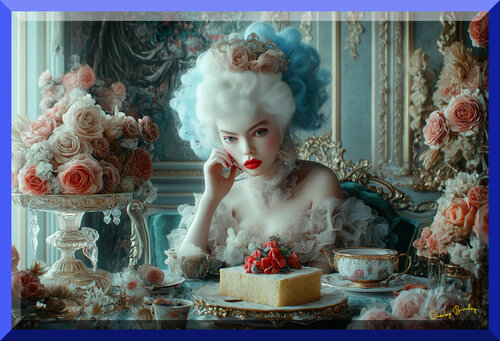 “Let her eat cake.” Marie Antoinette was married to Louis XVI in May 1770. She was 14 years old. At 18 she became queen of France. van Charley Brindley, Digitaal te koop op Singulart