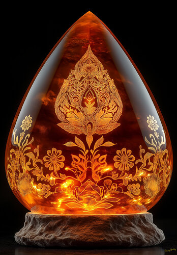 Engraved drop of amber van Charley Brindley, Digitaal te koop op Singulart