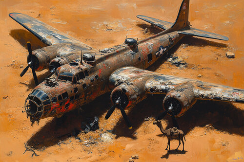 A recently discovered World War II B-17 bomber crash site in the Sahara Desert par Charley Brindley, Digital en vente sur Singulart