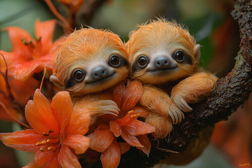 Newborn sloths in the Amazon rainforest von Charley Brindley, Digital kaufen auf Singulart