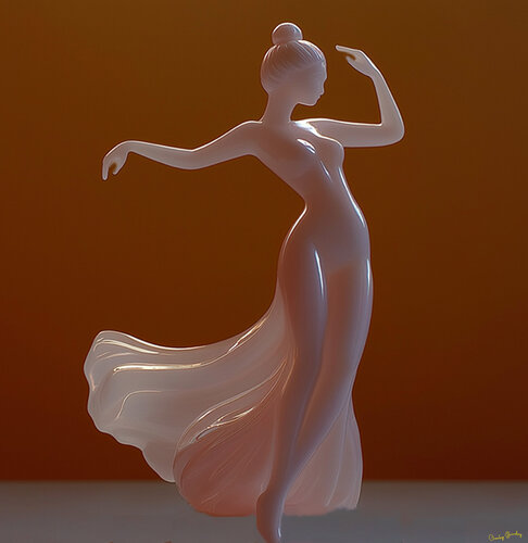 Poise and grace captured in pink jade sculpture van Charley Brindley, Digitaal te koop op Singulart