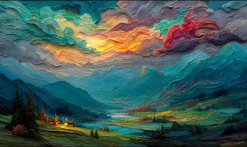 La Ville Petite in the French Alps on the headwaters of the River Rhône von Charley Brindley, Digital kaufen auf Singulart