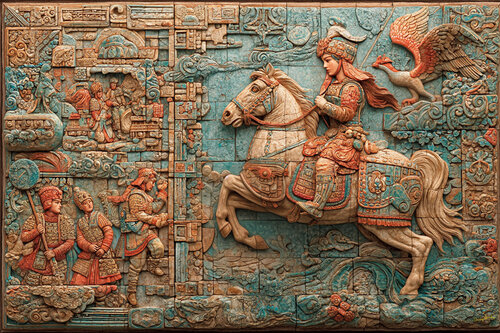 Saint Joan of Arc leads the French army against Les Tourelles, a fortress controlled by the English in the Siege of Orléans. Although being wounded by an English longbow arrow, she led the French to victory; a turning point in the Hundred Years’ War. van Charley Brindley, Digitaal te koop op Singulart