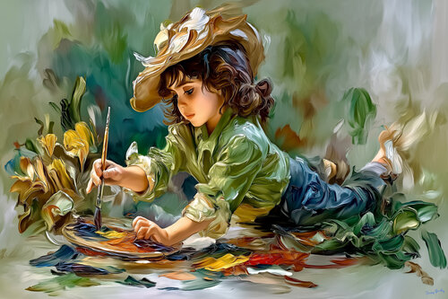 The year 1610. Rembrandt, 4 years old van Charley Brindley, Digitaal te koop op Singulart