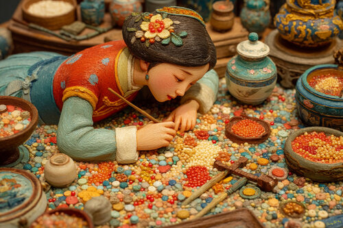 The bead counter, Shanghai, circa 1895 van Charley Brindley, Digitaal te koop op Singulart