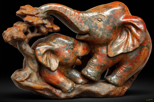 Play time. Carved and polished rustic marble from the quarries of Carrara, Italy Charley Brindley