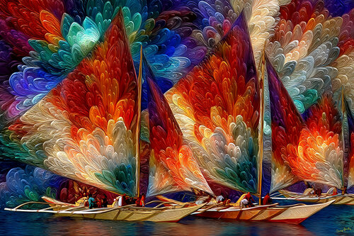 Tahitian outrigger race de Charley Brindley, Digital a la venta en Singulart