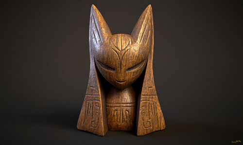 Egyptian goddess Isis. Carved woodstone from the Fourth Dynasty, circa 2700 BCE by Charley Brindley, Digital for Sale on Singulart