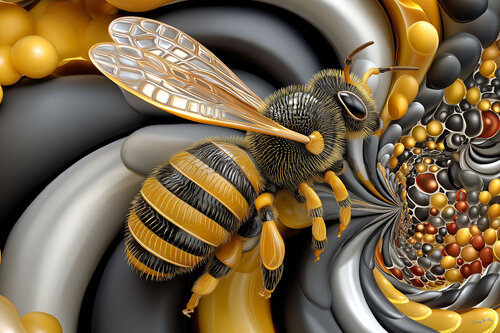 The honey bee drone. His only purpose in life is to mate with a virgin queen bee. After mating, the drone dies. If unsuccessful in his duty, he will be evicted from the hive by the worker bees, and then he dies by Charley Brindley, Digital for Sale on Singulart