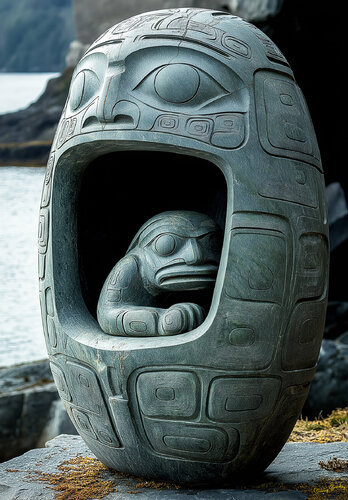 Mystical ancient Polynesian petroglyph van Charley Brindley, Digitaal te koop op Singulart