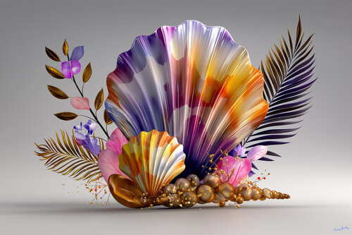Scallop shells from the South Pacific di Charley Brindley, Digitale in vendita su Singulart