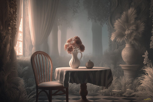 Creamy peach chrysanthemums in the misty morning Charley Brindley