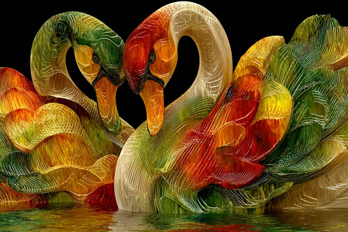 Swans mate for life. Some other creatures that remain together for a lifetime are; wolves, puffins, beavers, and black vultures von Charley Brindley, Digital kaufen auf Singulart