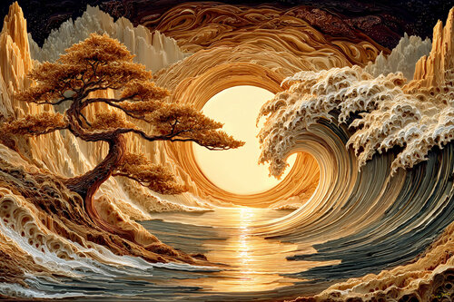 One hundred centuries of conflict: Japan v Pacific Ocean van Charley Brindley, Digitaal te koop op Singulart