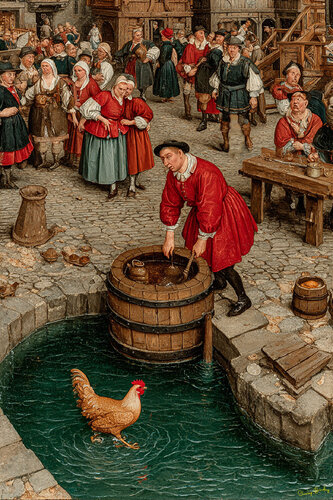 Chicken walks on water by Charley Brindley, Digital for Sale on Singulart