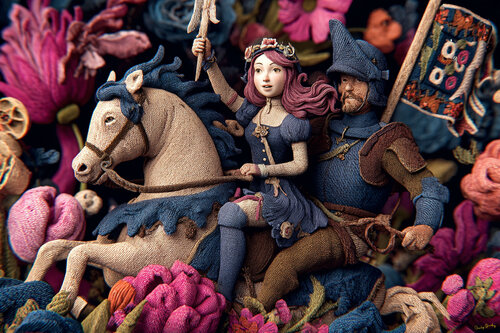 On her 16th birthday, the Princess and the King rode from the castle and into the multitude of jubilant well-wishers by Charley Brindley, Digital for Sale on Singulart