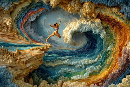 Clarissa, cliff diving at Acapulco van Charley Brindley, Digitaal te koop op Singulart