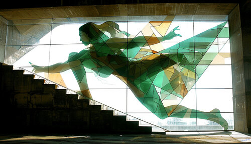 Woman Ascending Stairs van Charley Brindley, Digitaal te koop op Singulart