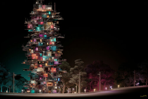 High-rise shanty in Rocinha slum, Rio de Janeiro, Brazil di Charley Brindley, Digitale in vendita su Singulart