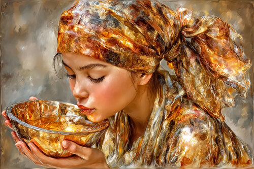 Last drink at Tibesti Oasis in the Sahara Desert van Charley Brindley, Digitaal te koop op Singulart