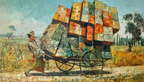 Zhang Qiang delivering freight to Sichuan, China c. 1790 by Charley Brindley, Digital for Sale on Singulart