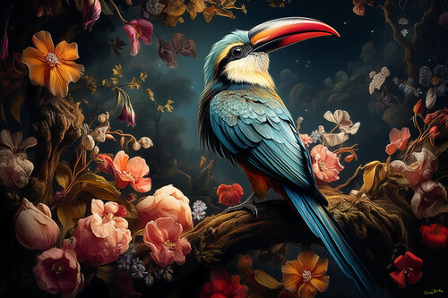 Juvenile toucan, equatorial rainforest van Charley Brindley, Digitaal te koop op Singulart
