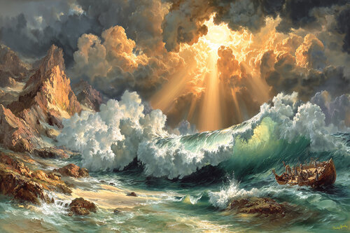 The wreck of HMS Canterbury Rose, a frigate on service to escort a treasure convoy from the Caribbean par Charley Brindley, Digital en vente sur Singulart