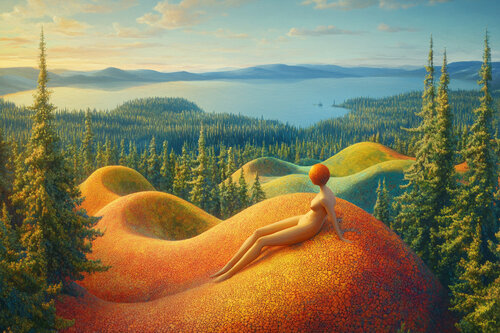 Sunset on Lake Ossyrian von Charley Brindley, Digital kaufen auf Singulart