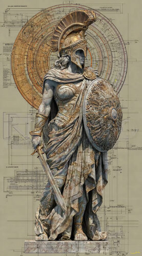 Athena, the Greek goddess of wisdom and war di Charley Brindley, Digitale in vendita su Singulart