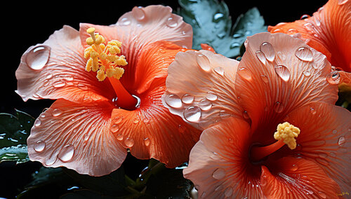 Hibiscus in the rain by Charley Brindley, Digital for Sale on Singulart