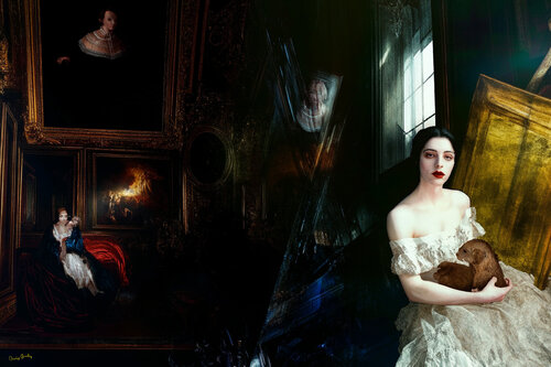 Woman with otter by Charley Brindley, Digital for Sale on Singulart