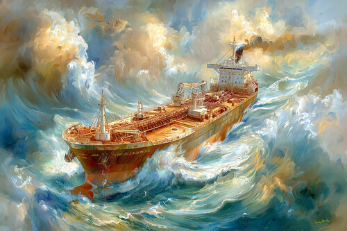 The crude oil tanker Prince Kanchan V in the North Atlantic de Charley Brindley, Digital a la venta en Singulart