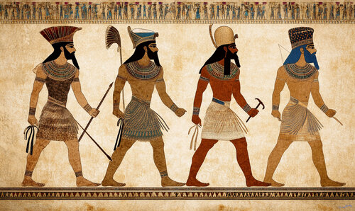 Persian artisans arrive at Alexandria in August, 30 BCE, to decorate Cleopatra’s burial chamber par Charley Brindley, Digital en vente sur Singulart