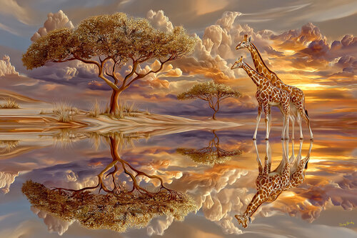 Reflections on the Serengeti van Charley Brindley, Digitaal te koop op Singulart