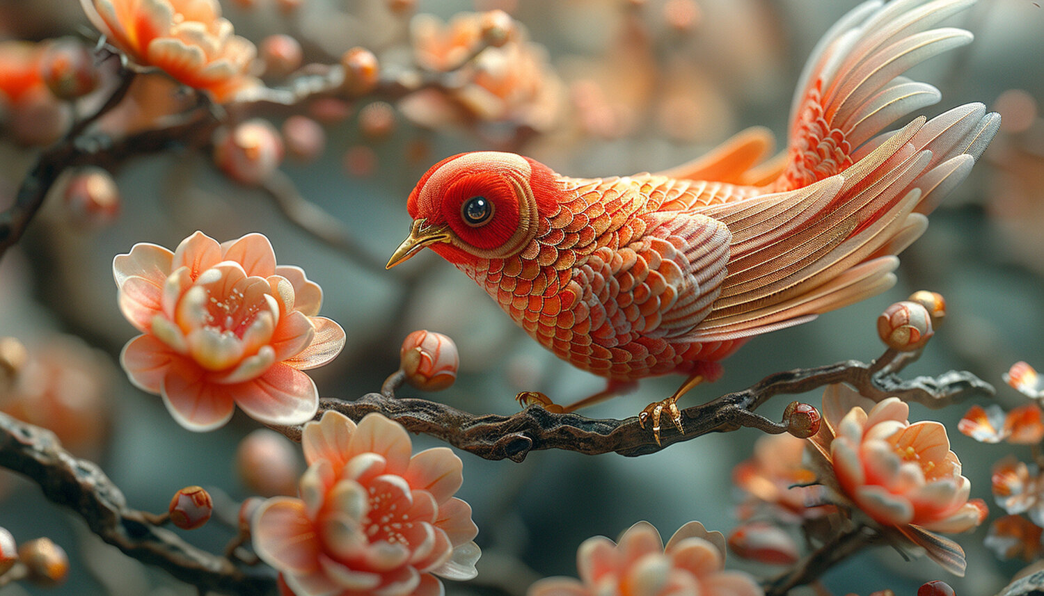 Gold-footed budpeeper on a peach tree limb in Atlanta Georgia Charley Brindley Digital zu verkaufen