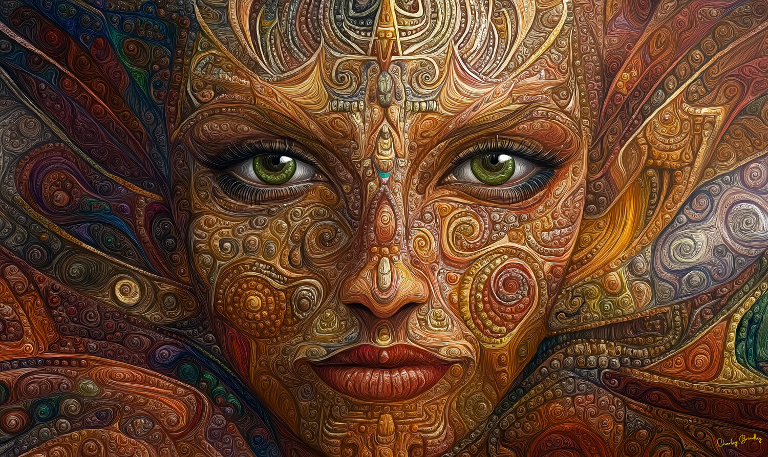 Beneath her lashes, emerald flame, A tempest brews, a curse, a claim. (continued below) Charley Brindley Digitale in vendita