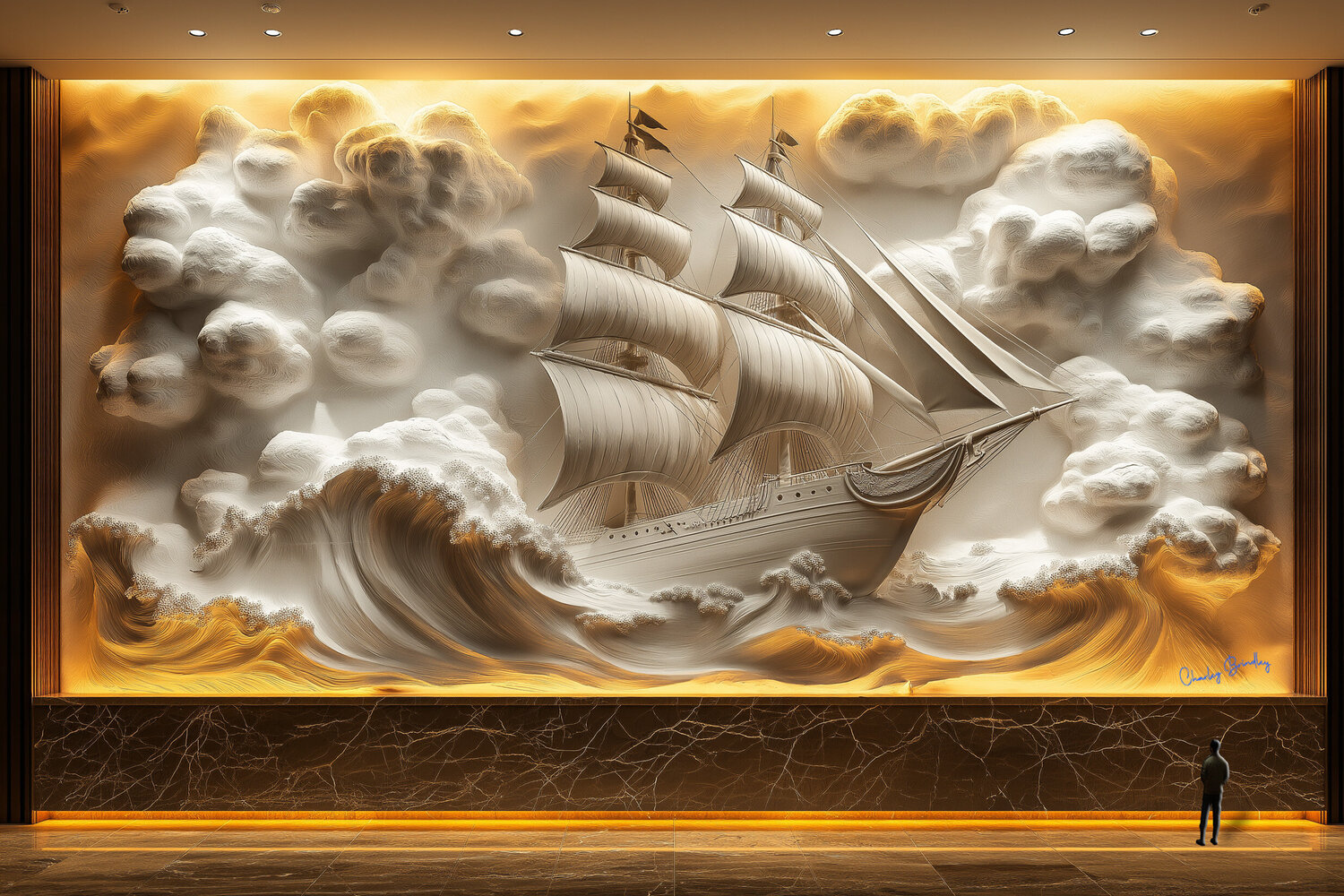 October 22, 1805, HMS Courageous emerging from a storm in the Atlantic Ocean Charley Brindley Digital zu verkaufen