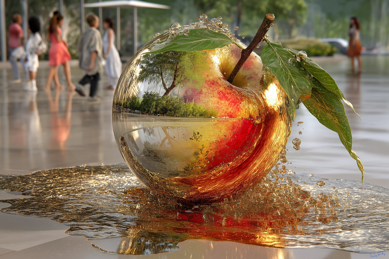Apple fountain in Cupertino, California Charley Brindley Digital zu verkaufen