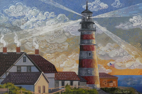 Searching Lighthouse von Julie Pace Hoff, Malerei kaufen auf Singulart