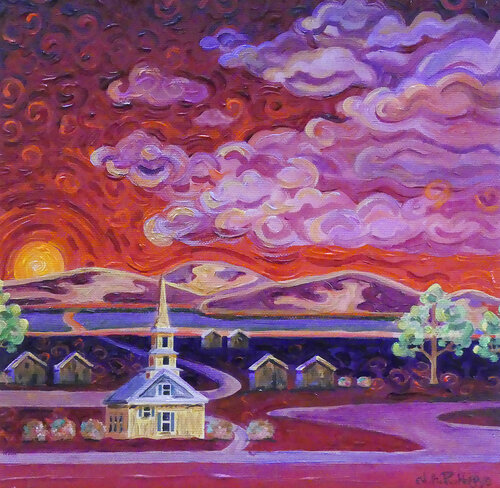 Southwest Senenity Church by Julie Pace Hoff, 회화 for Sale on Singulart