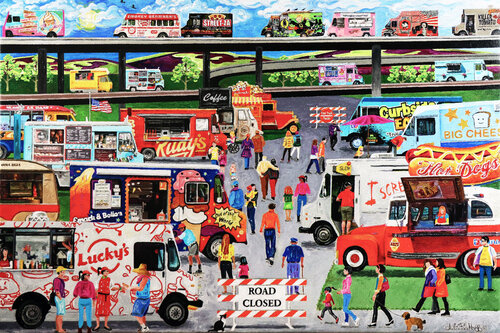 Food Truck Festival di Julie Pace Hoff, Pittura in vendita su Singulart